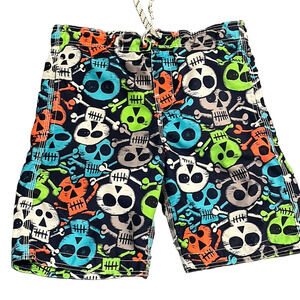 Place Multicolor Skull Print Kids Swim Shorts - L